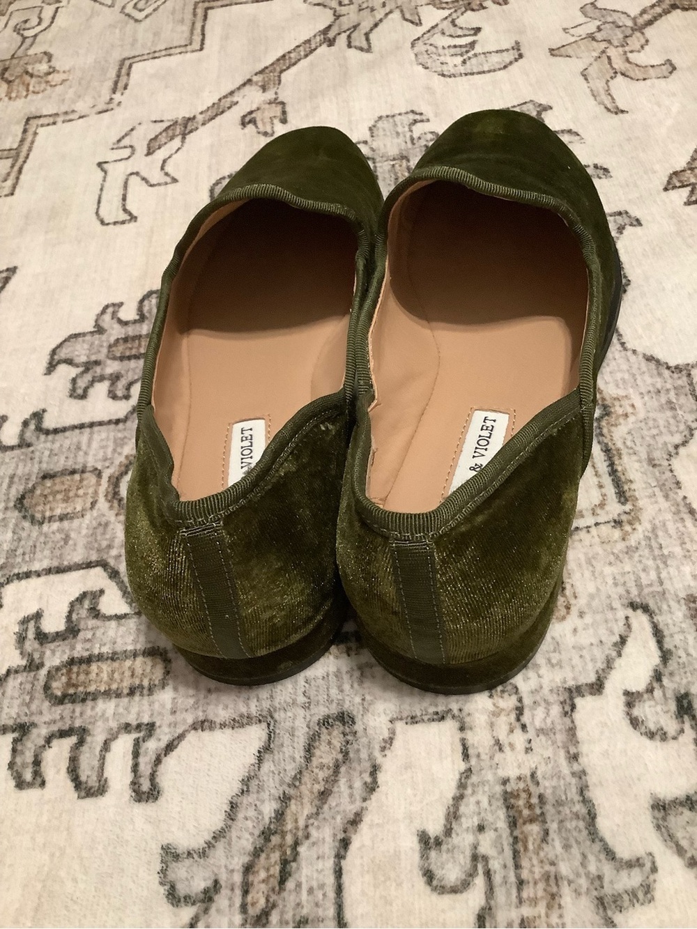Chelsea & Violet Olive Green Velvet Slip-On Flats - Picture 3 of 6